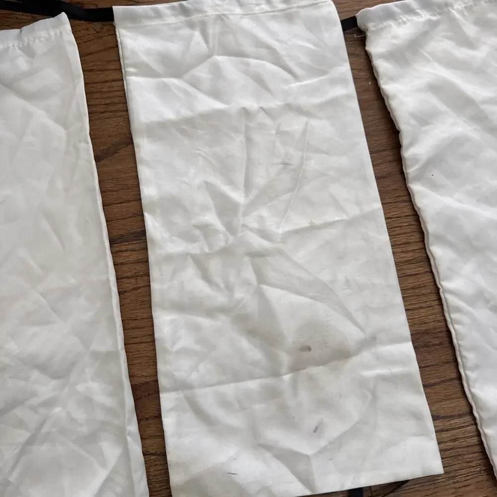 Lot of 7 Gucci White Satin Drawstring Dust Bags for Shoes Accessories 17x8”